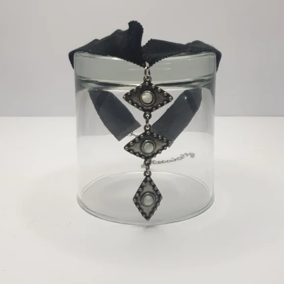 Long pendant adjustable choker boho black/grey - Picture 13 of 14